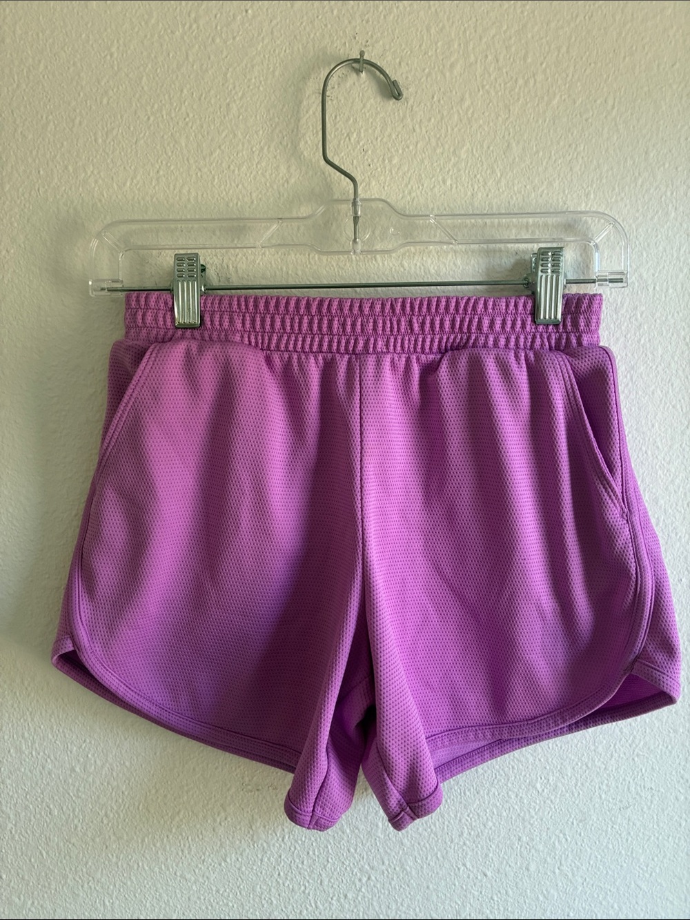 Athletic Works Girls Lilac Athletic Mesh Shorts with Elastic Waistband